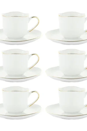Esclusivo Weissestal Set 6 Tazzine con Piattino White Onyx in Porcellana by Salvatore Izzo