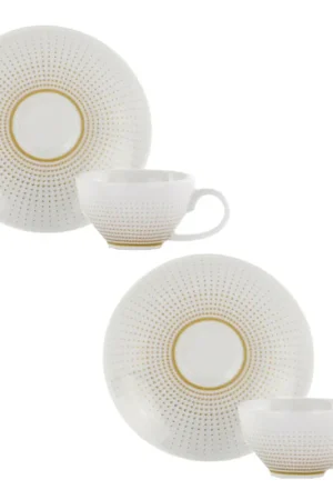Weissestal Set 2 Tazzine con Piattino Vintage Gold in Porcellana Prezzo Di Fabbrica