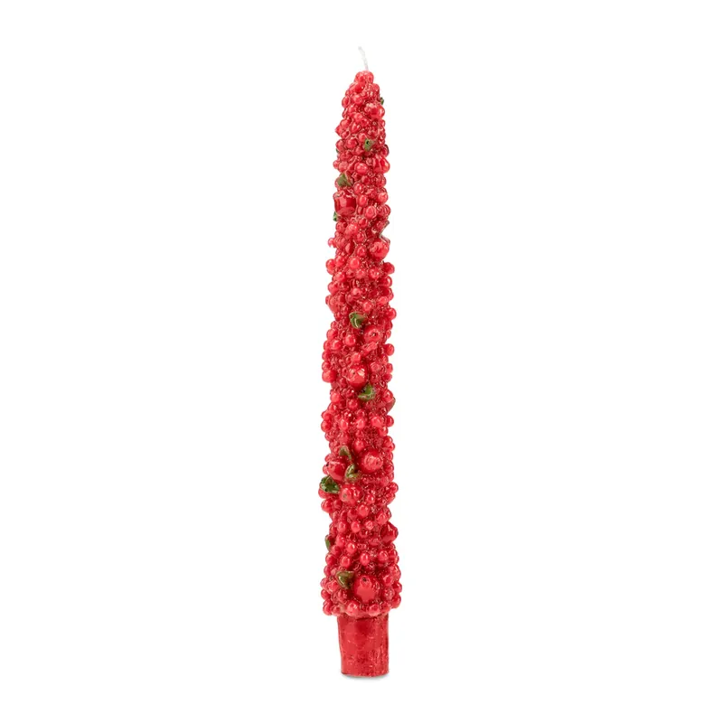 Novità Fade Set 2 Candele Natalizie Stelo Rosso Bacche H25 cm