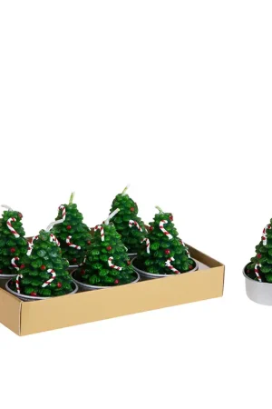 Dino Bianchi Set 6 Candele Tealight Albero di Natale H7 cm Prezzo Di Fabbrica