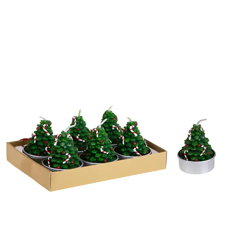 Dino Bianchi Set 6 Candele Tealight Albero di Natale H7 cm Prezzo Di Fabbrica