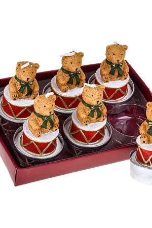 Non Perdere Dino Bianchi Set 6 Candele Tealight Orsetto H7 cm