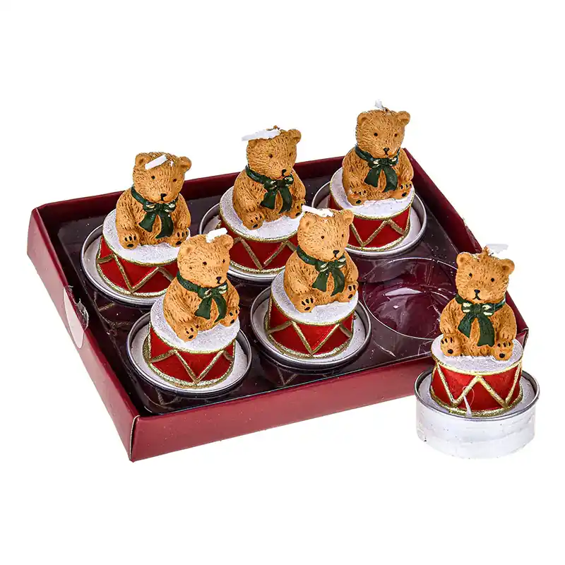 Non Perdere Dino Bianchi Set 6 Candele Tealight Orsetto H7 cm