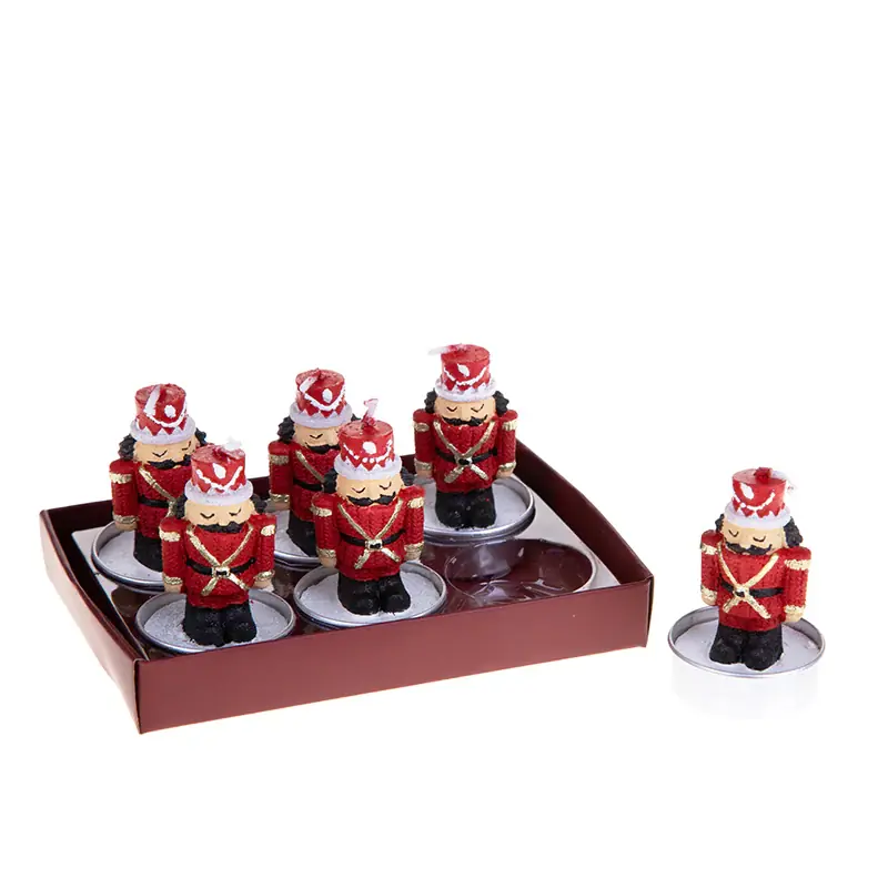 Dino Bianchi Set 6 Candele Tealight Schiaccianoci H 6.5 cm Promozione Esclusiva