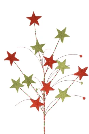 Vetur Decorazione Ramo Stelle H85 cm Rosso e Verde Ultime Pezzi