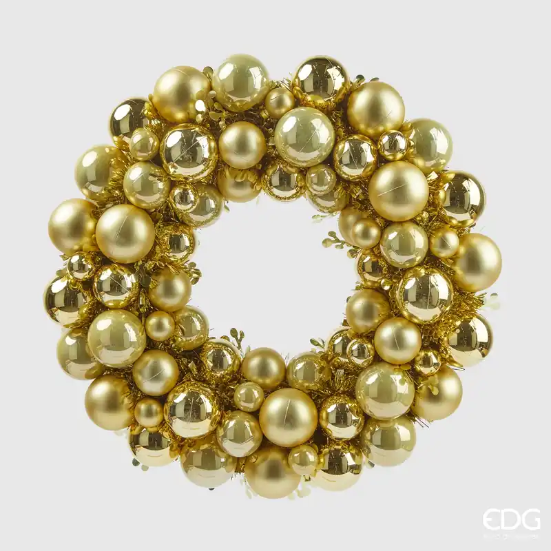 EDG Enzo De Gasperi Corona Ghirlanda Palle di Natale Oro D39 cm Professionale