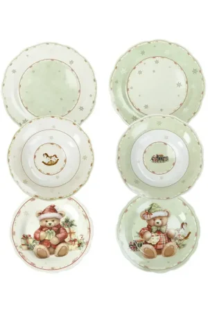 Brandani Servizio Piatti Natalizio 18 pezzi Coccole Teddy in Porcellana Offerta
