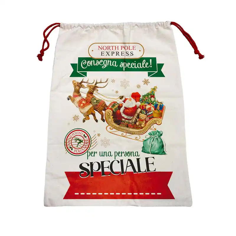 Brandani Sacco dei Reagli di Babbo Natale in Cotone 50x70 cm Di Tendenza