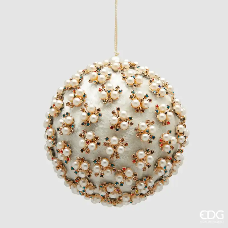 EDG Enzo De Gasperi Pallina di Natale Elizabeth Bianco D12 cm Offerta Limitata