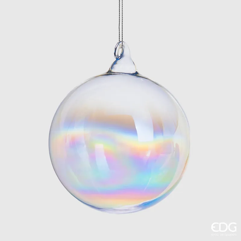 Subito Disponibile EDG Enzo De Gasperi Pallina di Natale Iride in Vetro Trasparente D12 cm