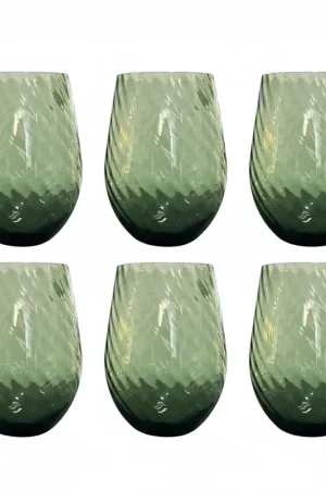 Fade Set 6 Bicchieri Acqua Braies 500ml in Vetro Verde Non Perdere