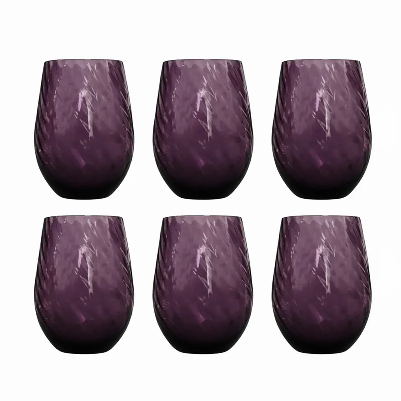 Reso Gratuito Fade Set 6 Bicchieri Acqua Braies 500ml in Vetro Porpora