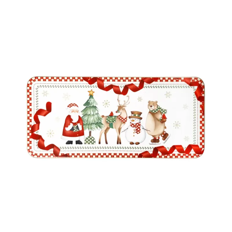 Pagamento Sicuro Brandani Vassoio Rettangolare Natalizio Racconti 40x18 cm in Porcellana