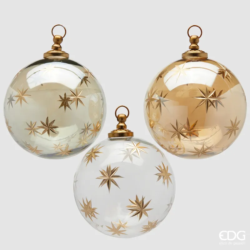 Solo Oggi EDG Enzo De Gasperi Set 3 Palle di Natale Astra Oro D13 cm