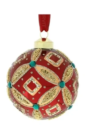 Hervit Creations Palla Rombo in Vetro Soffiato D12 cm Rosso Compra Oggi Stesso