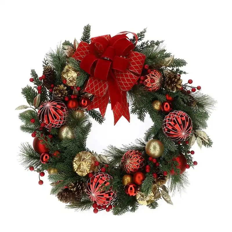 Hervit Creations Corona Natalizia Pino con Decori D66 cm Di Tendenza