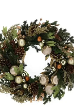 Hervit Creations Corona Natalizia Pino con Decori D71 cm Ordina Subito