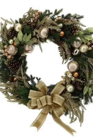 Hervit Creations Corona Natalizia Pino con Decori D86 cm Ultima Occasione