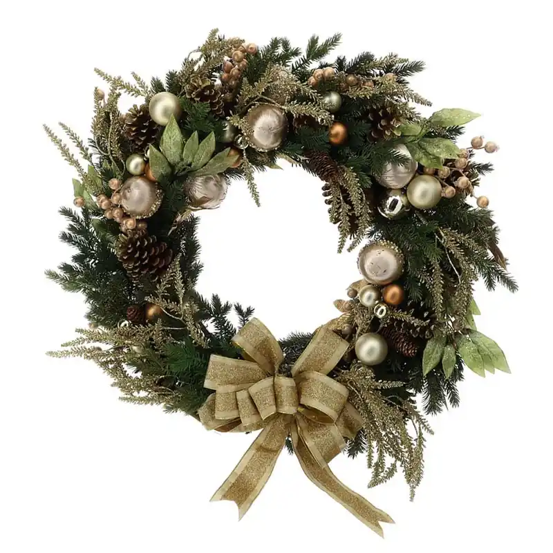 Hervit Creations Corona Natalizia Pino con Decori D86 cm Ultima Occasione