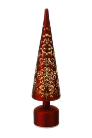Hervit Creations Albero Cono in Vetro con Led H40 cm Rosso Soddisfatti O Rimborsati