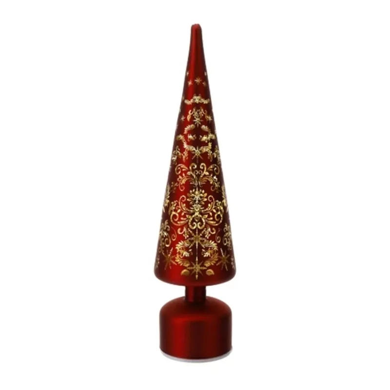 Hervit Creations Albero Cono in Vetro con Led H40 cm Rosso Soddisfatti O Rimborsati