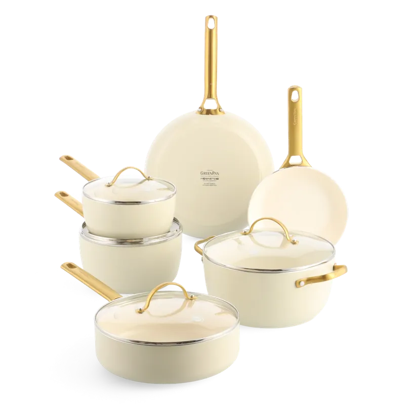 Offerta Lampo GreenPan Batteria di Pentole 10 Pezzi Padova Antiaderente Cream White
