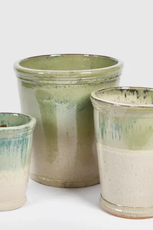 EDG Enzo De Gasperi Set 3 Vasi Glaze Svasati in Ceramica Lime Promozione