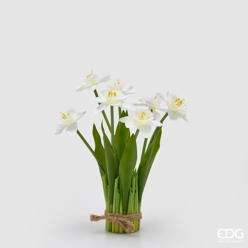Bestseller EDG Enzo De Gasperi Mazzo di Narciso con Foglie H28 cm Bianco