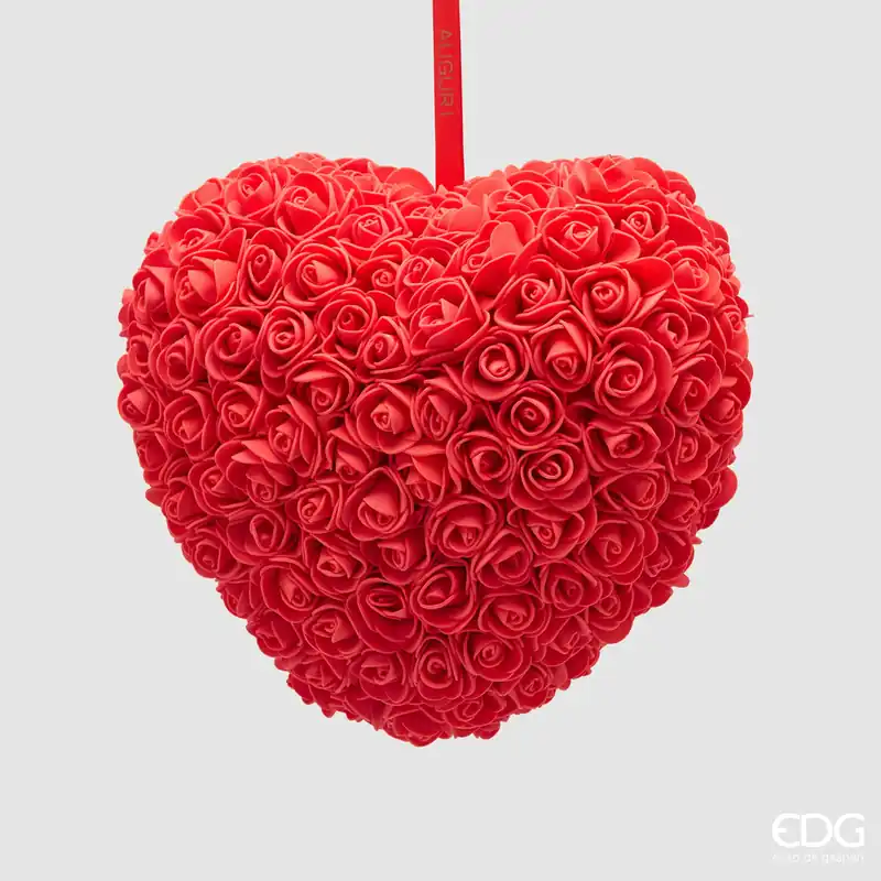 Promozione EDG Enzo De Gasperi Decoro Cuore Rose da Appendere H20 cm