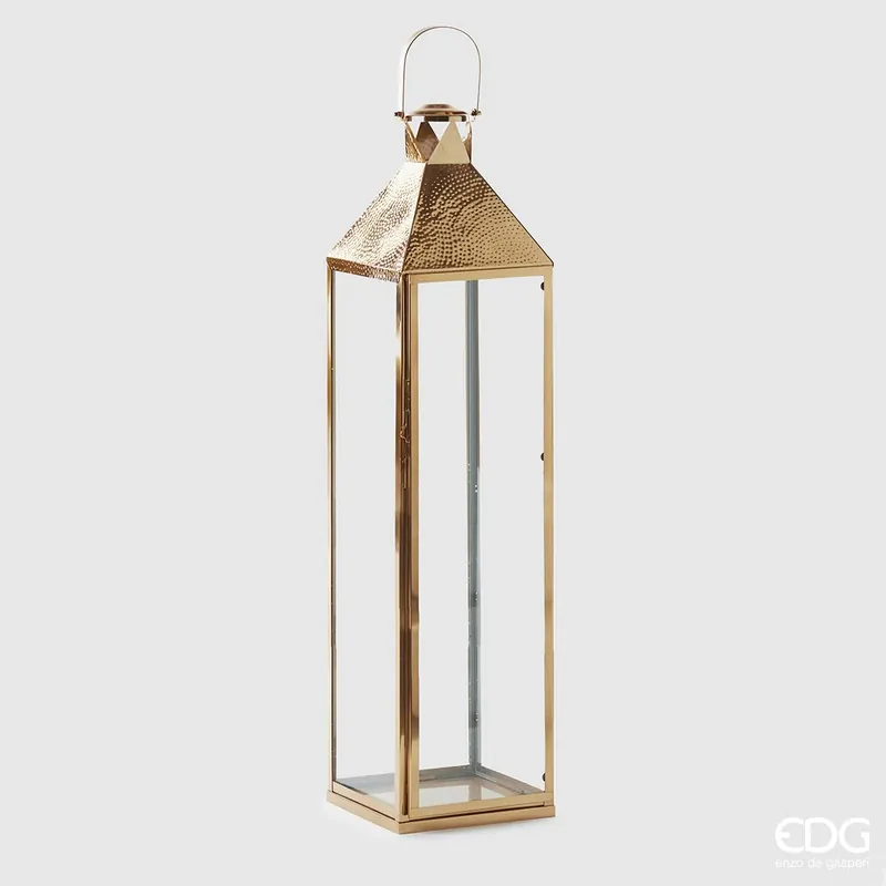 EDG Enzo De Gasperi Lanterna Quadrata Martellata Inox H122 Oro Di Tendenza