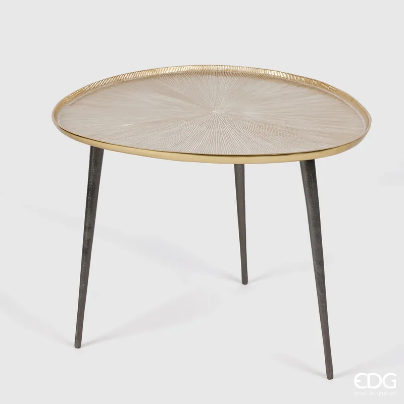 EDG Enzo De Gasperi Tavolo Righe H45 cm in Metallo Oro Economico