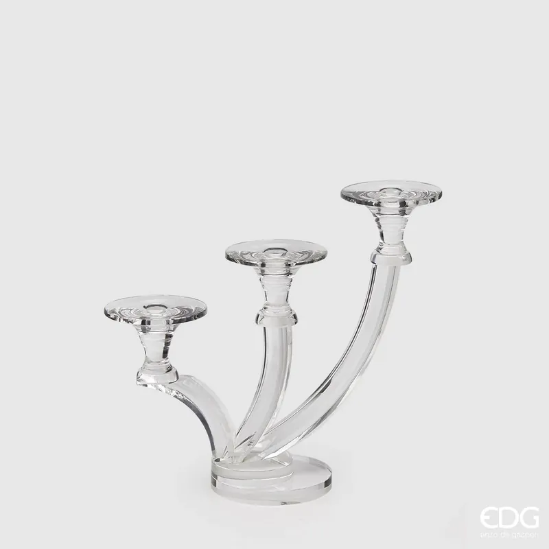 EDG Enzo De Gasperi Portacandela Crystal Onde 3 Fuochi H30 cm Prezzo Ridotto