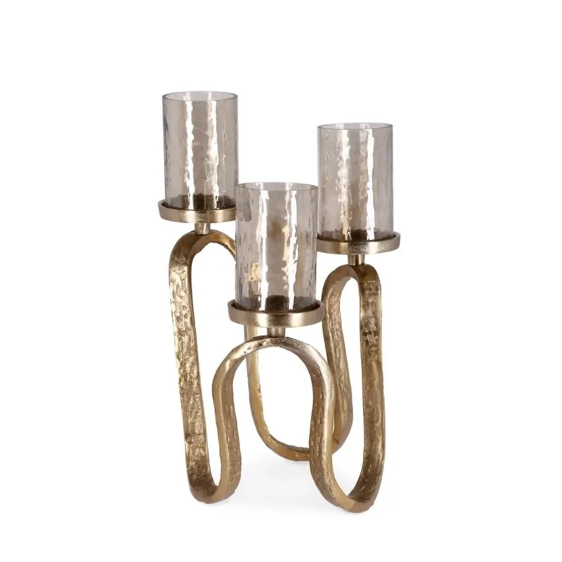 Andrea Bizzotto Candelabro Sagar 3 Fuochi H29 cm in Metallo Oro Prezzo Scontato
