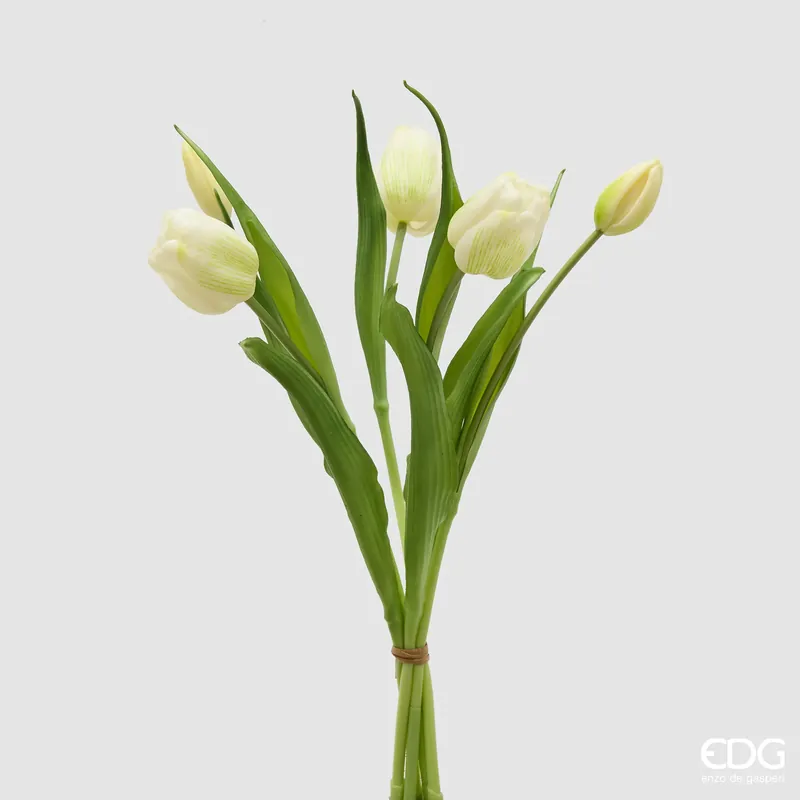 Bestseller EDG Enzo De Gasperi Bouquet di Tulipani New 4 Fiori H40 cm Bianco