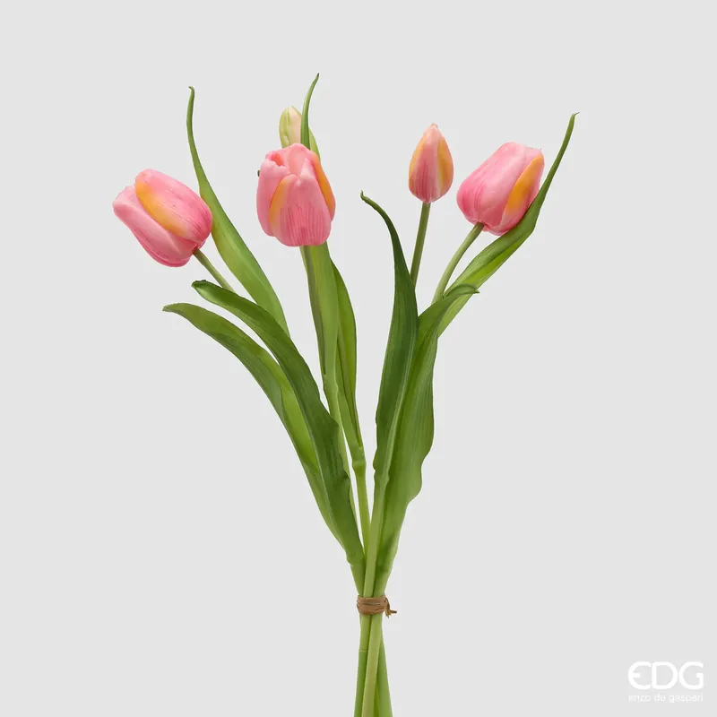 Miglior Prezzo EDG Enzo De Gasperi Bouquet di Tulipani New 4 Fiori H40 cm Rosa Sfumato
