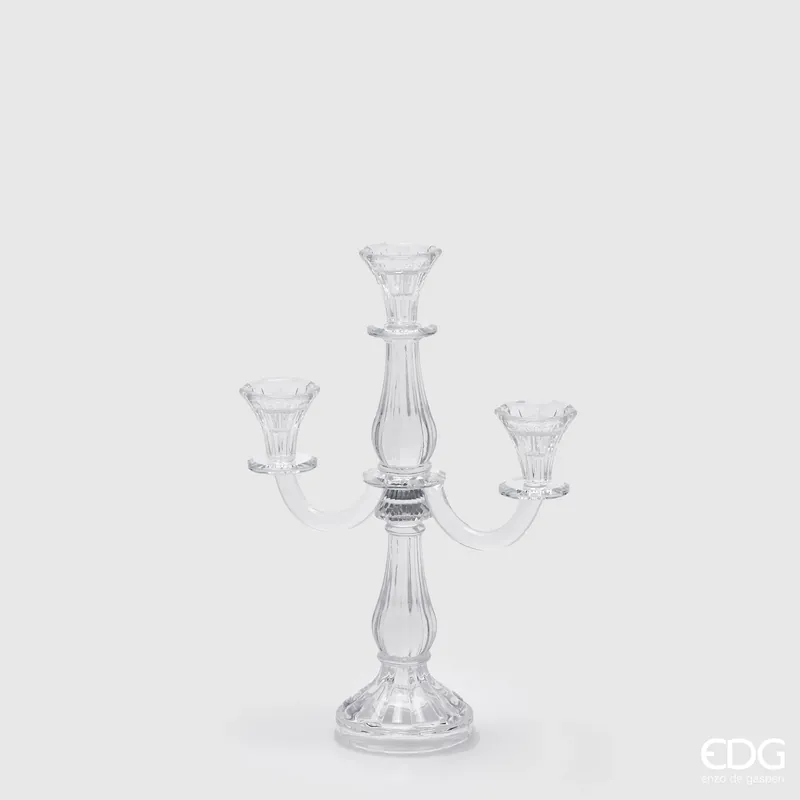EDG Enzo De Gasperi Candelabro Crystal Sinuoso 3 Fuochi H35 cm Bestseller