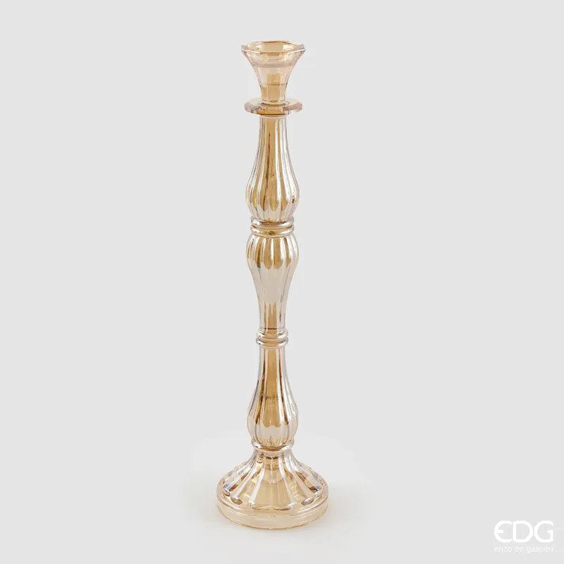 Offerta Speciale EDG Enzo De Gasperi Portacandela Crystal Sinuoso H41 cm Ambra