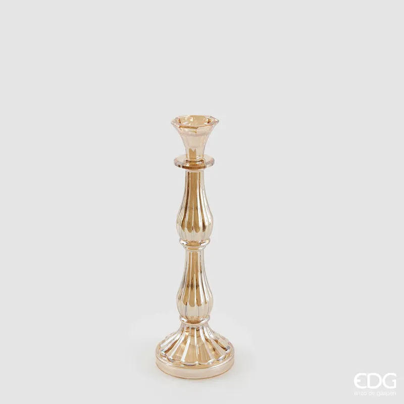 Compra Adesso EDG Enzo De Gasperi Portacandela Crystal Sinuoso H31 cm Ambra