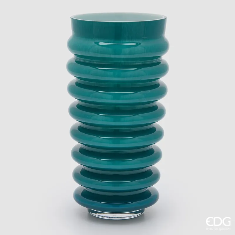 EDG Enzo De Gasperi Vaso Dischi Svasato H30 D17 cm Turchese Spedito Oggi