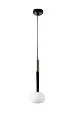 Lampada a sospensione in vetro soffiato bianco latte con montatura in metallo nero e bronzo spazzolato Miloox Mose Miglior Prezzo
