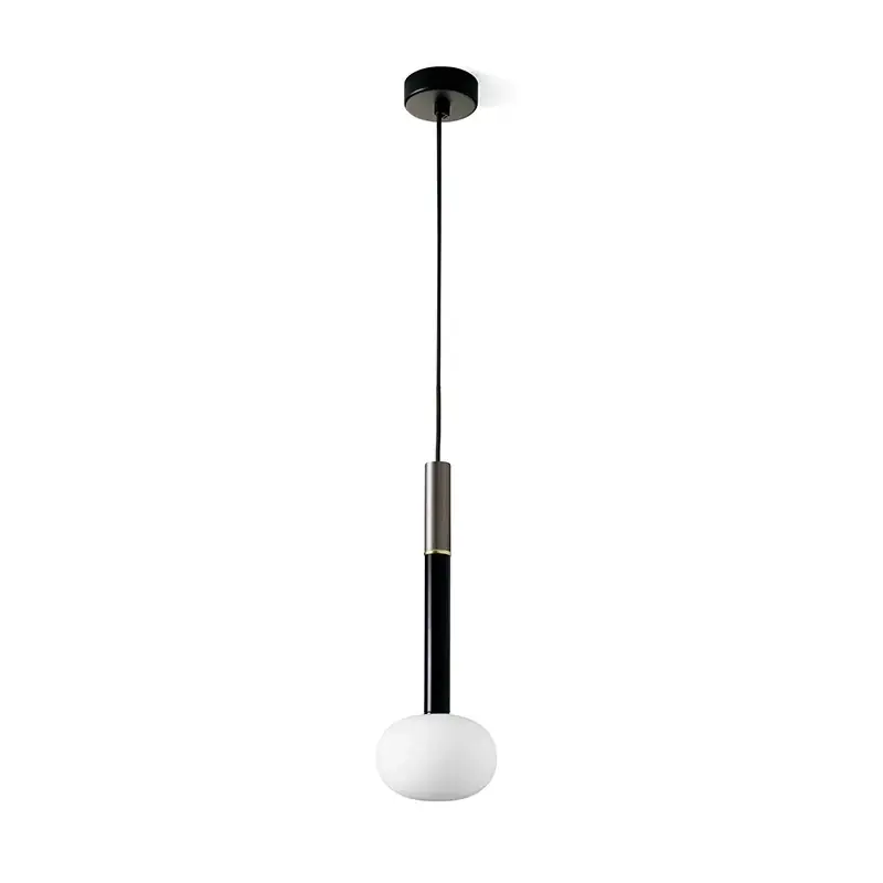 Lampada a sospensione in vetro soffiato bianco latte con montatura in metallo nero e bronzo spazzolato Miloox Mose Miglior Prezzo