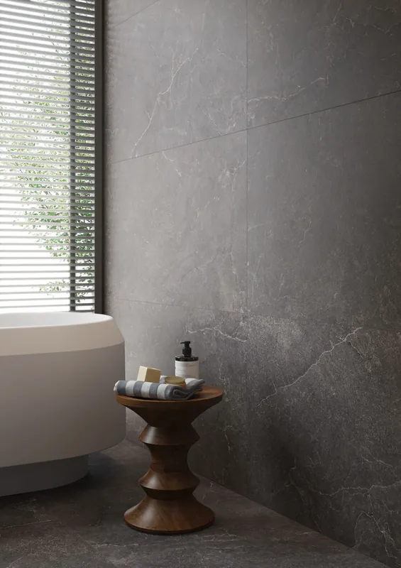 Economico Cotto D‘Este Lithos Pavimento Rivestimento 90x90 Cm 14 Mm Effetto Pietra Sabbiata Rettif. Gres Porcellanato Spessorato Carbon