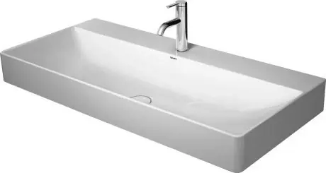Lavabo 100x47 Rettificato da appoggio monoforo senza troppopieno con piletta e tappo in ceramica bianco Durasquare 2353100071 Duravit Bestseller