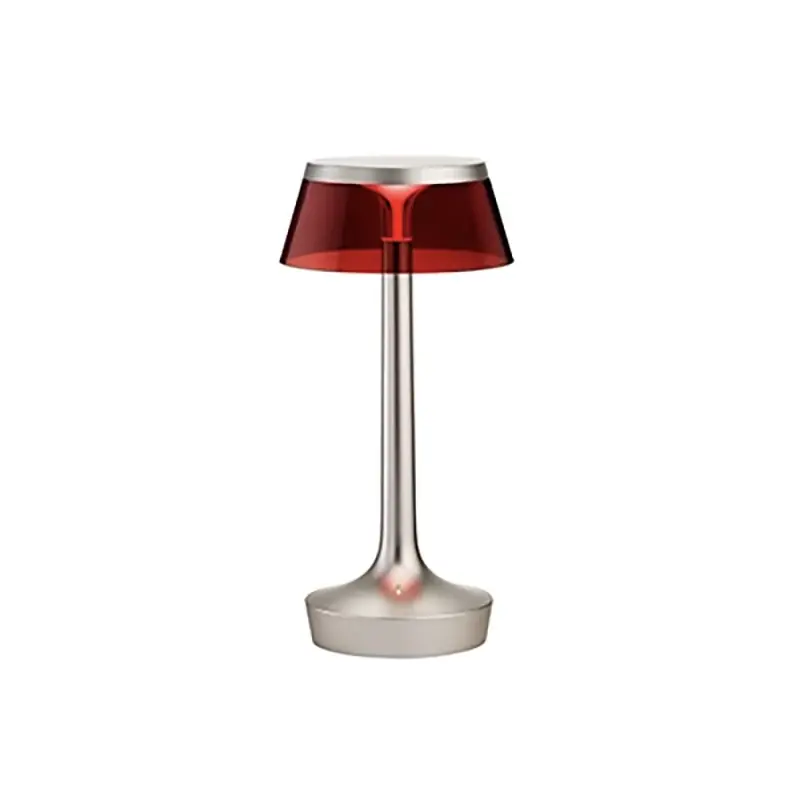 FLOS Bon Jour Unplugged Lampada da tavolo Ricaricabile cromo opaco corona rossa Spedizione Espresso