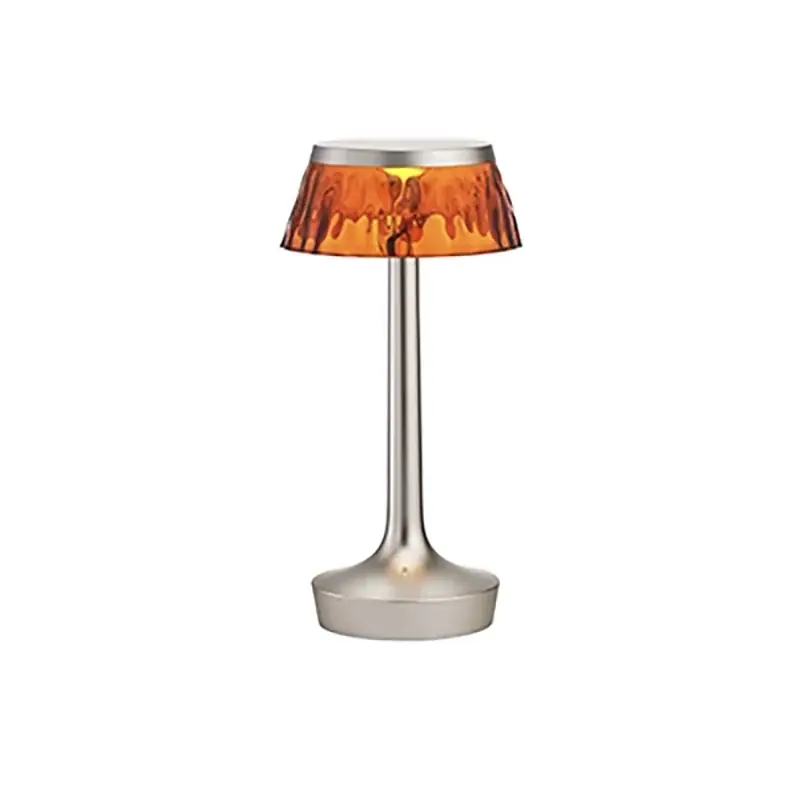 Prezzo Conveniente FLOS Bon Jour Unplugged Lampada da tavolo ricaricabile cromo opaco corona ambra