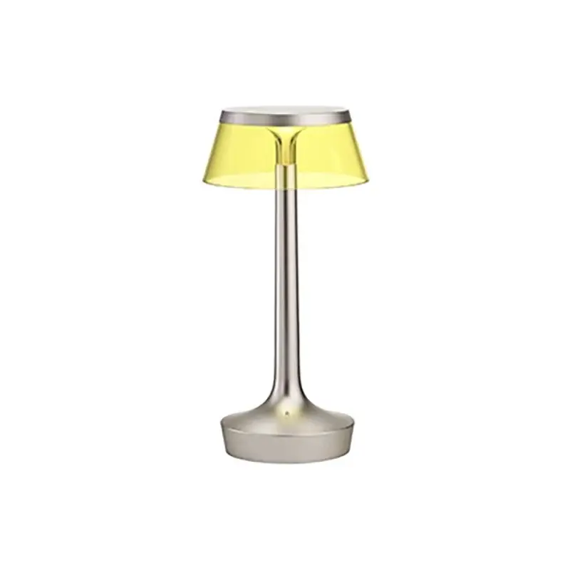 Novità FLOS Bon Jour Unplugged Lampada da tavolo Ricaricabile cromo opaco corona gialla