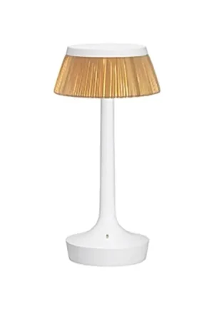 Ultimissimo Modello FLOS Bon Jour Unplugged Lampada da tavolo ricaricabile bianco rafia