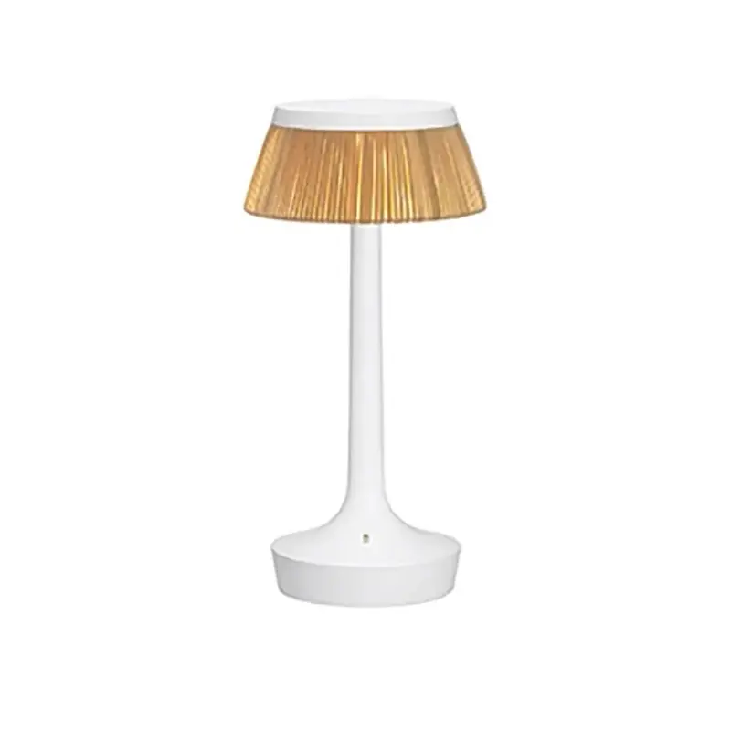 Ultimissimo Modello FLOS Bon Jour Unplugged Lampada da tavolo ricaricabile bianco rafia