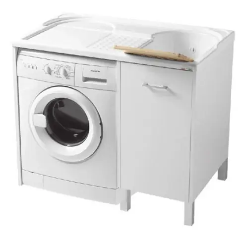 Economico Colavene Domestica Mobile Con Vasca Lavapanni In Abs A Destra 106x60x90 Con Piedini E Alloggio Lavatrice Bianco