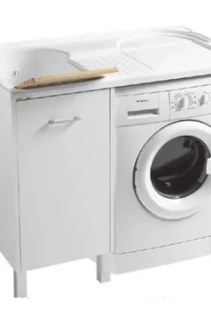 Colavene Domestica Mobile Con Vasca Lavapanni A Sinistra In Abs 106x50x90 Con Piedini E Alloggio Lavatrice Bianco Non Perdere